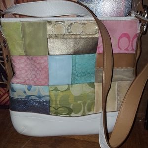 Coach white large patchwork bag